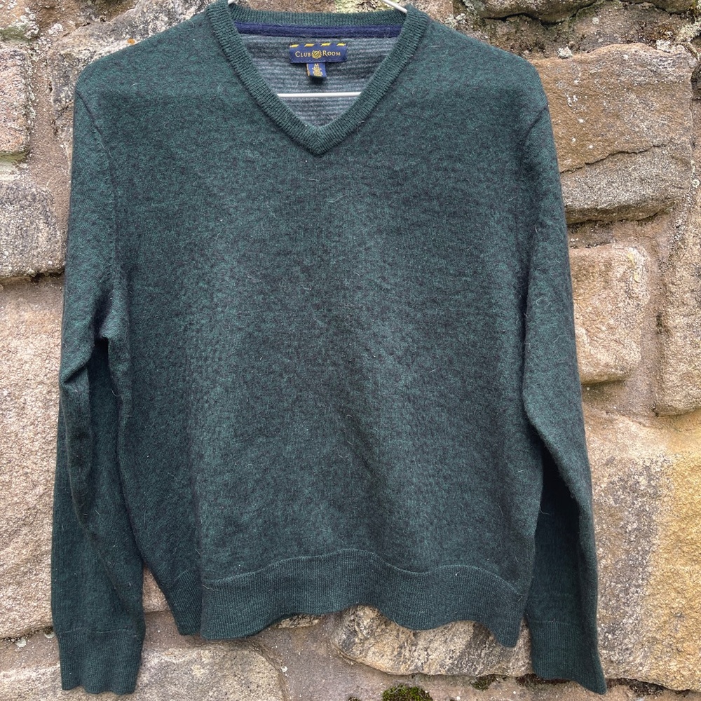Club Room Green Merino Wool V Neck Sweater